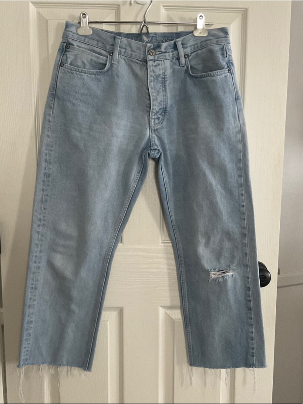 Women's Light Blue Cropped Distressed Jeans